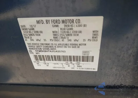 2018 Ford Explorer Platinum from USA, damaged, VIN 1FM5K8HT4JGA55763